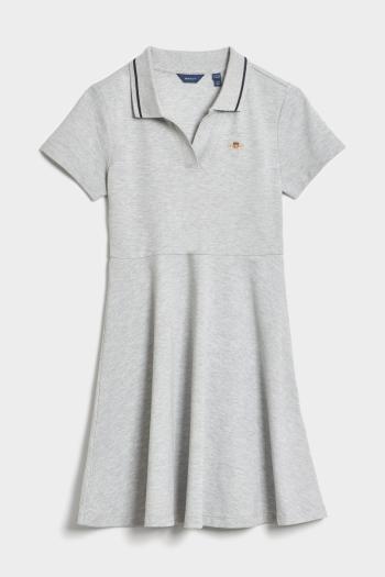 ŠATY GANT RUGGER PIQUE DRESS LIGHT GREY MELANGE