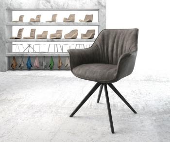Otočná židle Keila-Flex s područkami antracitová vintage