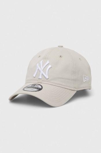 Bavlněná baseballová čepice New Era šedá barva, NEW YORK YANKEES