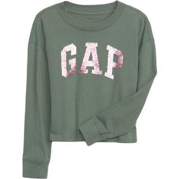 GAP V-LS ELV LOGO Dívčí tričko, khaki, velikost