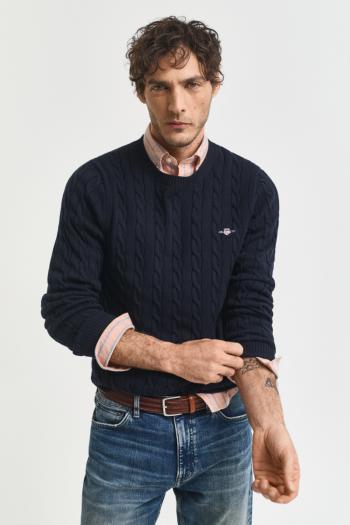 SVETR GANT COTTON CABLE C-NECK EVENING BLUE