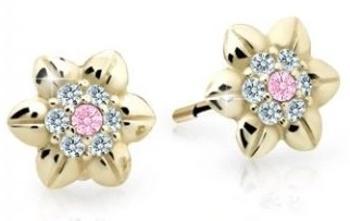 Cutie Jewellery Krásné dětské náušnice ze žlutého zlata C2202-30-X-1 růžová