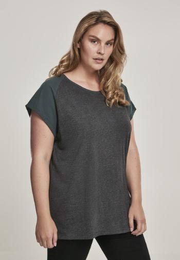 Urban Classics Ladies Contrast Raglan Tee charcoal/bottlegreen - L