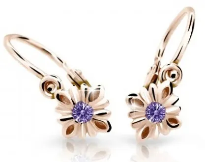 Cutie Jewellery Půvabné dětské náušnice z růžového zlata C2261-10-X-4 fialová
