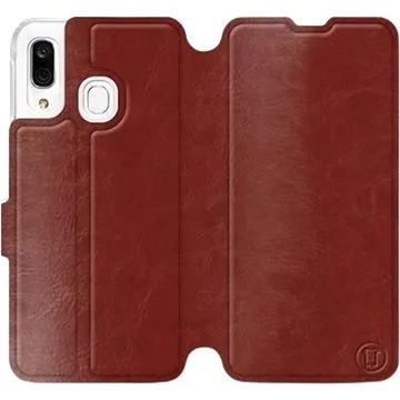Flipové pouzdro na mobil Samsung Galaxy A40 v provedení  Brown&Gray s šedým vnitřkem (5903226863174)
