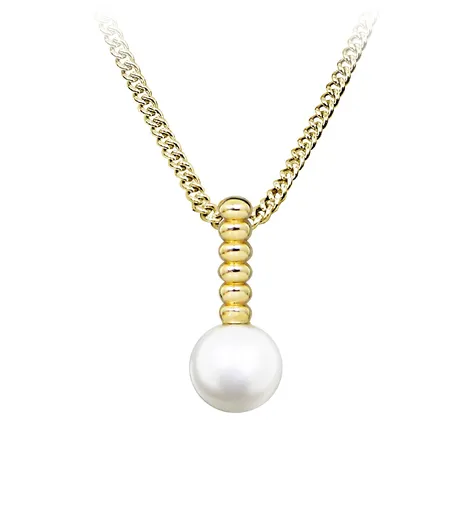 Silver Cat Okouzlující pozlacený náhrdelník s pravou perlou SC579 (řetízek, přívěsek)