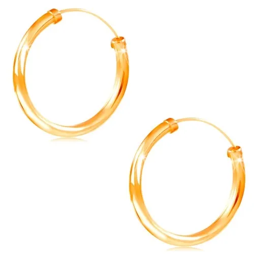 Náušnice ze žlutého 14K zlata - kruhy s lesklým hladkým povrchem, 20 mm