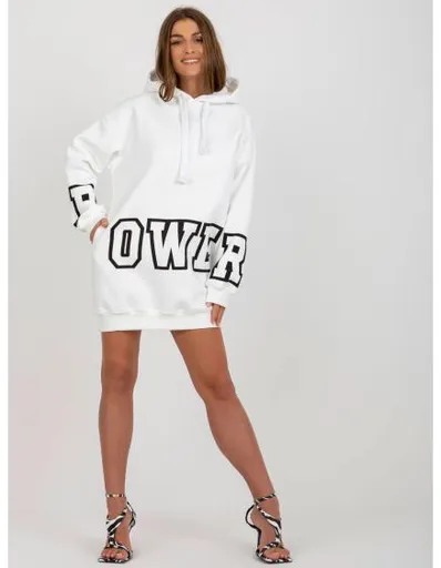 Dámské šaty s kapucí mini teplákové XENIE ecru