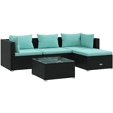 5dílná zahradní sedací souprava s poduškami polyratan černá, 3101649 (3101649)