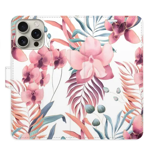 Flipové pouzdro iSaprio - Pink Flowers 02 - iPhone 16 Pro Max