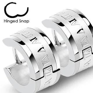 Ocelové náušnice s římskými číslicemi - pár