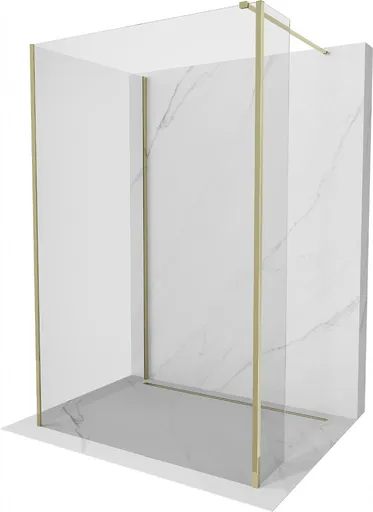 MEXEN/S Kioto Sprchová zástěna WALK-IN 120 x 95 x 40, transparent, zlatá 800-120-095-221-50-00-040