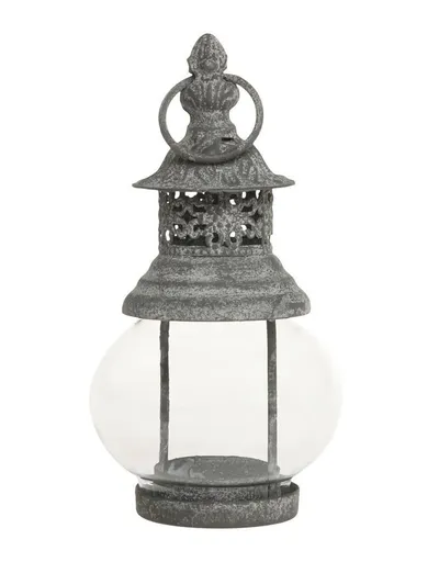 Šedá antik zdobená lucerna na čajovku Giggi - 8,5 *16,5 cm Chic Antique