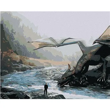 Drak u řeky, 80×100 cm, bez rámu a bez vypnutí plátna (6056712)
