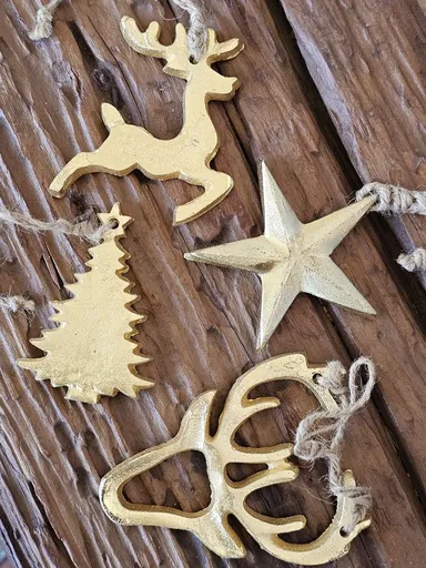 Set 4ks zlatá antik závěsná kovová ozdoba Deer gold - 8-10*1 cm daan kromhout