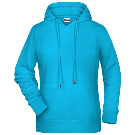 James & Nicholson (Daiber) Dámská mikina s kapucí z biobavlny 8023 - Tyrkysová | 3XL