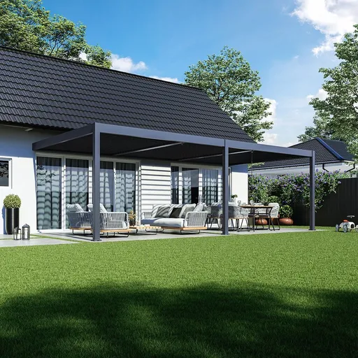 Bioklimatická pergola INTRO DUO 8x4 m ke stěně Rojaplast