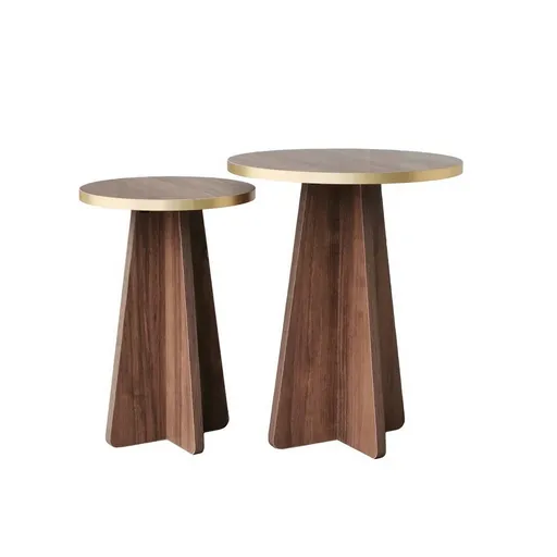 Sada konferenčních stolků Mushroom Gold and Walnut, 2 ks
