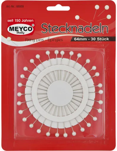 Velké špendlíky sada 30 ks bílých 64mm