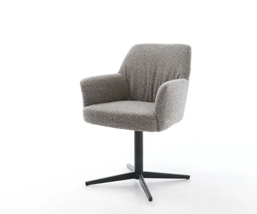 Jídelní židle Xana-Flex s područkami bouclé stříbrnošedá podnož