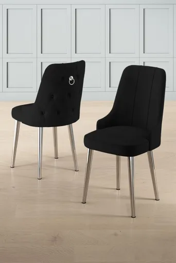 Sada židlí (6 kusů) Newa - Black, Chrome