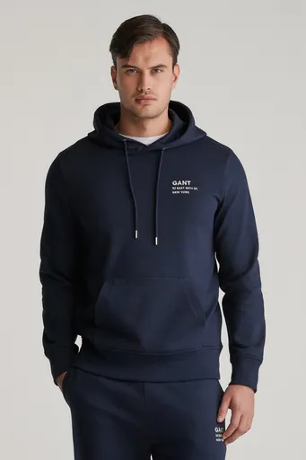 MIKINA GANT SCRIPT GRAPHIC SWEAT HOODIE EVENING BLUE
