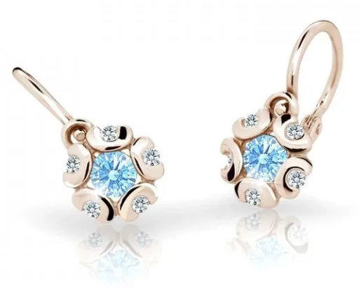 Cutie Jewellery Dětské náušnice z růžového zlata C2178-10-X-4 světle modrá