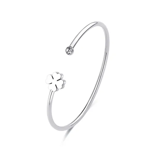 S'Agapõ Otevřený pevný náramek Čtyřlístek Click SCK239