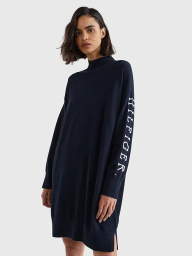 Tommy Hilfiger dámské tmavě modré svetrové šaty WW0WW36651 XS