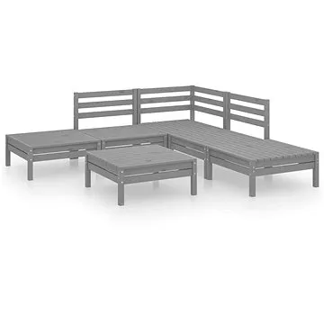 6dílná zahradní sedací souprava masivní borovice šedá, 3082644 (3082644)