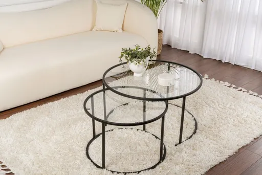 Sada konferenčních stolků Aurum - 80, 60 - Black, Transparent