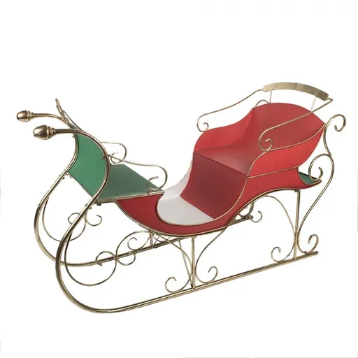 Červeno-zlaté veliké kovové sáně Christmas Sleigh - 169*67*106 cm Clayre & Eef