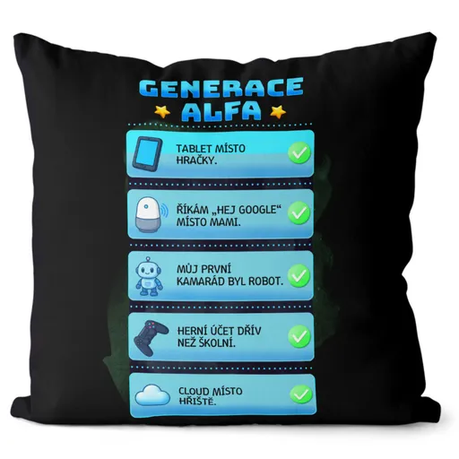 Polštář Generace Alfa – nastavení (Velikost: 40 x 40 cm)