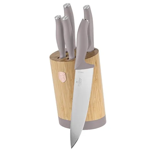 Sada nožů se stojanem BAMBOO 6 ks Taupe Collection - BERLINGERHAUS