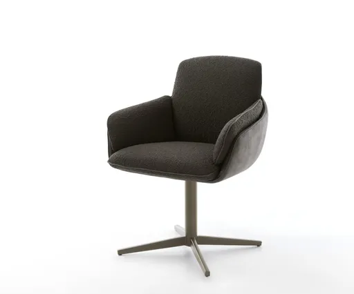 Jídelní židle Luan-Flex s područkami mix materiálů černá podnož