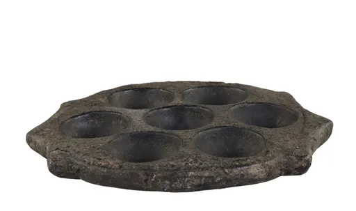 Černý antik kamenný svícen na malé svíčky Grimaud Unit - Ø 25*2,5 cm Chic Antique