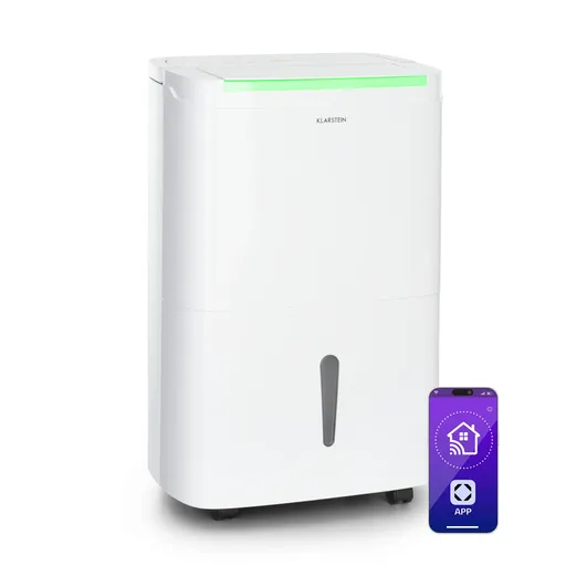 Klarstein DryFy Connect 40 Smart, Odvlhčovač vzduchu, Wi-Fi, Kompresní, 40 l/d, 60–70 m², Bílý