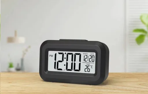 WG - Budík s vnitřním teploměrem WG DigiTherm Alarm, černá