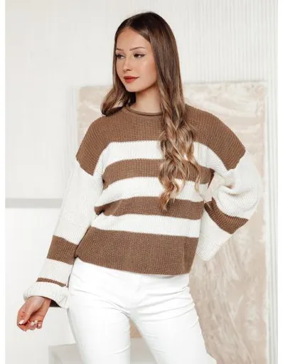Dámský svetr LINEZZA béžovo-bílý