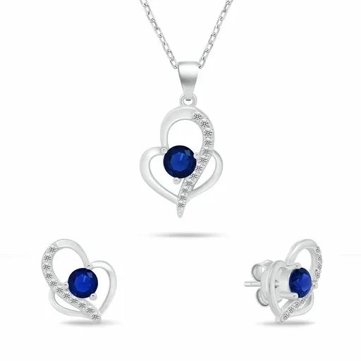 Brilio Silver Stříbrný set šperků se zirkony Dvojité srdce SET294WB (řetízek, přívěsek, náušnice)