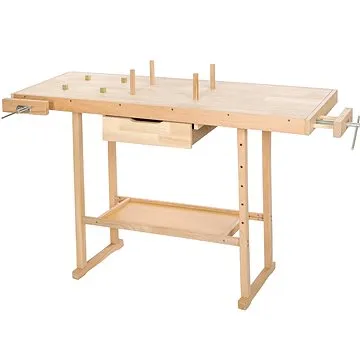 Dílenský stůl Ponk2 dřevěný se svěráky hnědáý (401451)