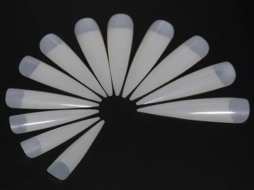 Ráj nehtů - nehtové tipy Stiletto přírodní extra dlouhé - vel.0-11, 24 ks