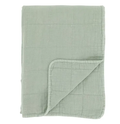 Zelený přehoz s opraným vzhledem Aix Vintage Quilt verte - 130*180 cm Chic Antique