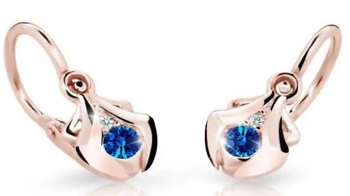 Cutie Jewellery Dětské náušnice z růžového zlata C2224-10-X-4 modrá