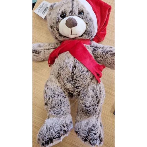 Alltoys Plyšový medvěd šedý s čepicí a šálou  40 cm