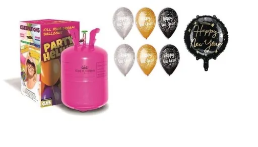 Helium a sada balónků - mix Happy New Year -7 ks - Silvestr - KINGOFBAL