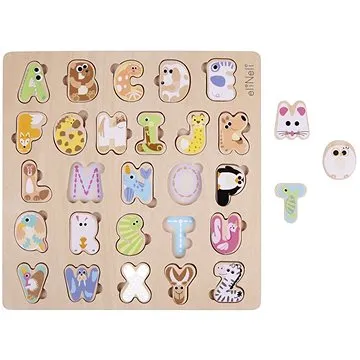 Dřevěná abeceda se zvířátky 3v1 (EN1079)