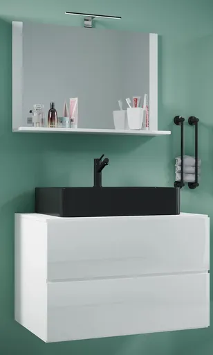 VCM 3dílná umyvadlová skříňka Lendas BL M 80 cm se zrcadlem, bílá