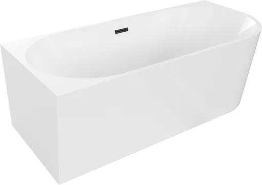 MEXEN/S Mia vana volně stojící rohová levá 160 x 75, bílá, sifon a přepad černá 52691607500L-70