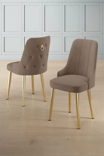 Sada židlí (6 kusů) Newa - Cappuccino, Gold